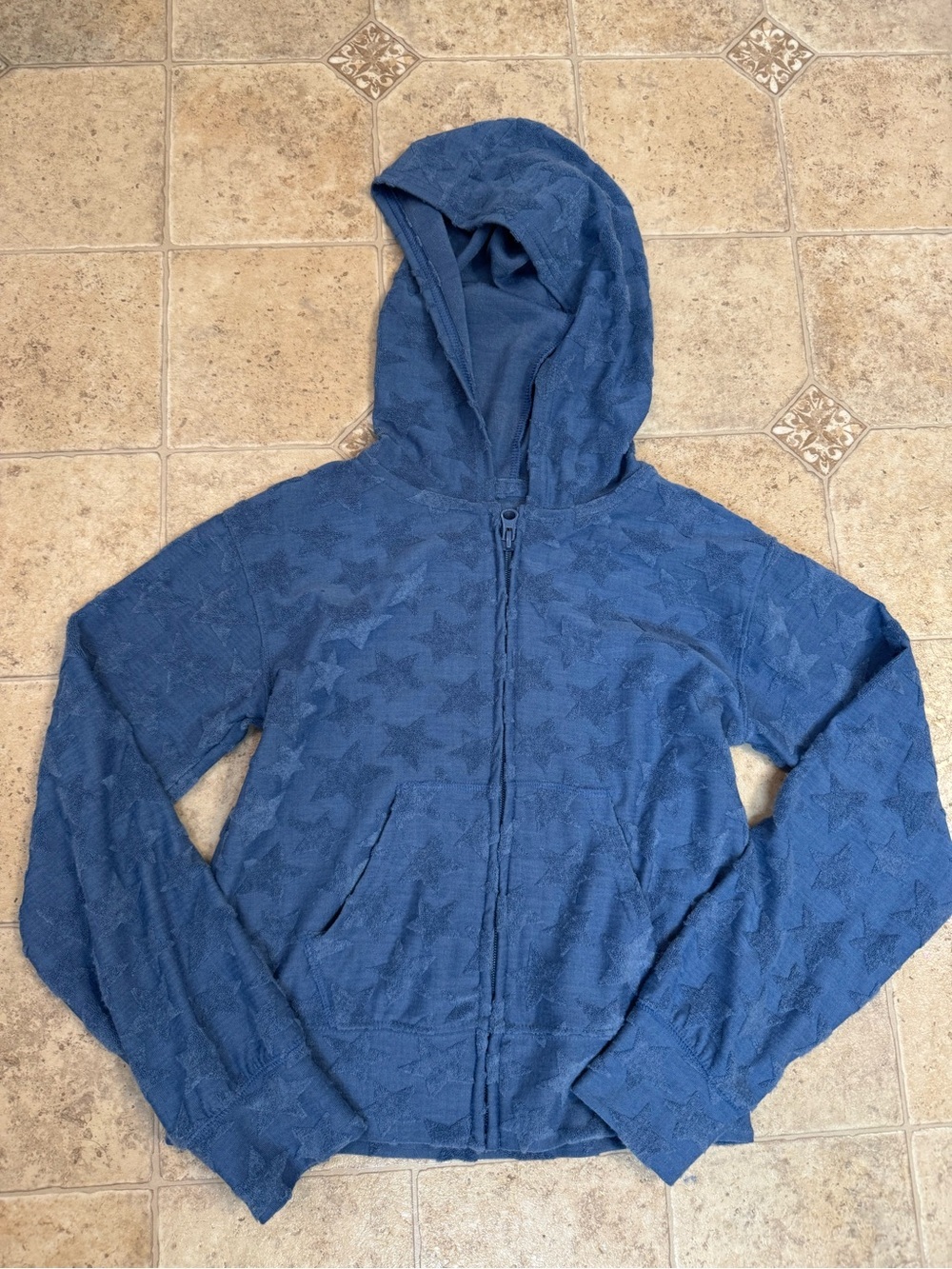 Girls SO Zip-up Lightweight Dark Blue Hooded Sweatshirt Sz 8